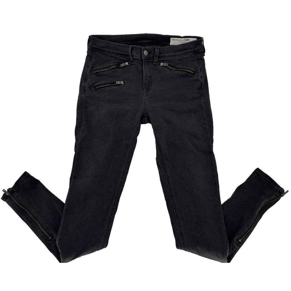 rag and bone‎ Grey jeans size 29 Woman’s Zipper Pockets, Moto Zip Skinny gothic
